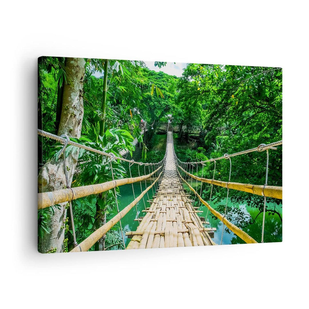 ARTTOR Bilder auf Leinwand Gehweg Baum Holz Steg Leinwandbild 70x50cm Wandbilder Dekoration Wohnzimm
