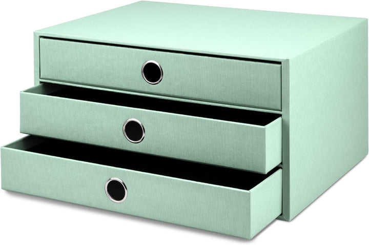 Rössler 1524452653 - S.O.H.O. 3er Schubladenbox für DIN A4, mit Griffloch, Mint, 343 x 250 x 185 mm,
