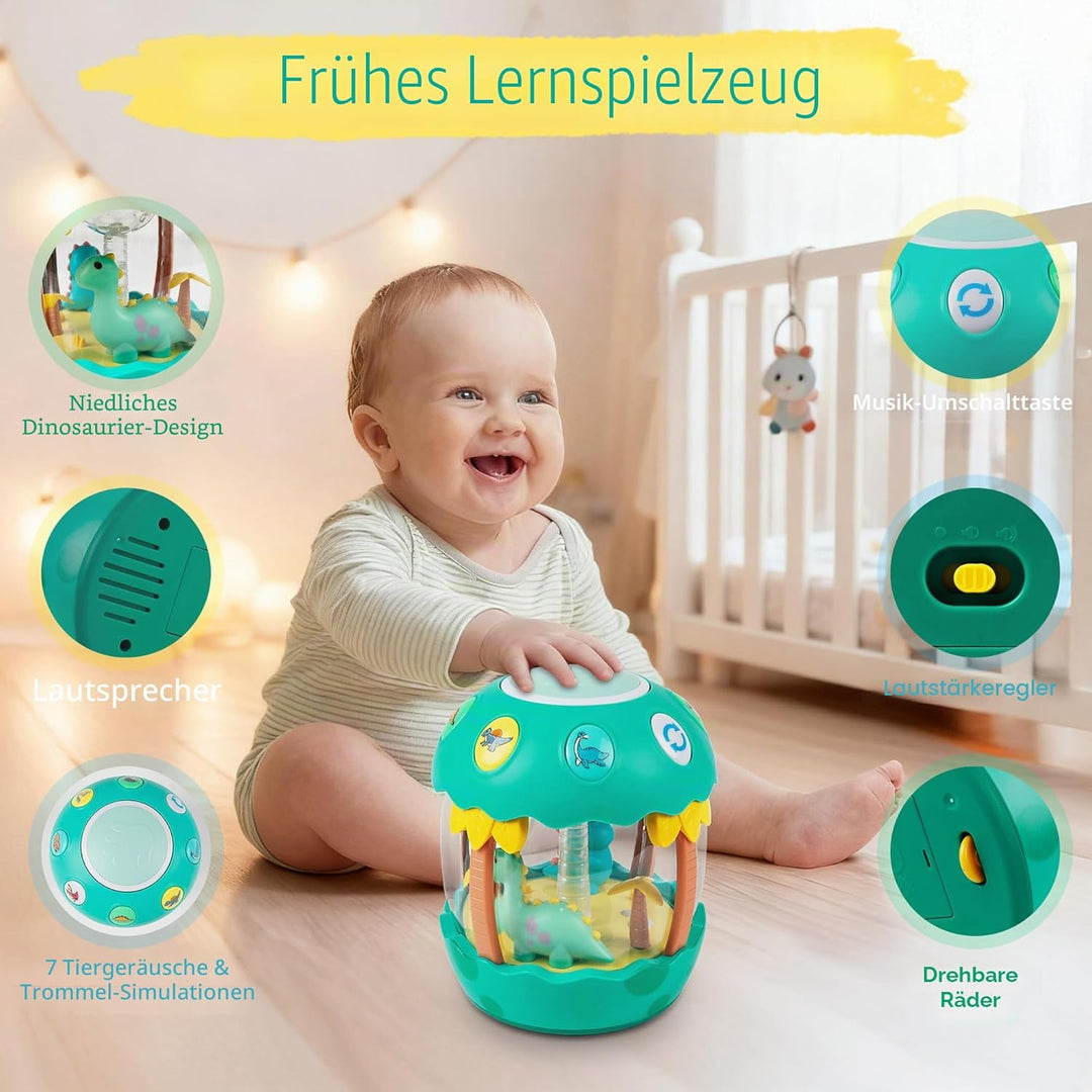 Baby Spielzeug 12-36 Monate, Dinosaurier Kinderspielzeug ab 1 jahr Rollende Drehender Trommel Projek