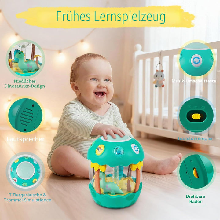 Baby Spielzeug 12-36 Monate, Dinosaurier Kinderspielzeug ab 1 jahr Rollende Drehender Trommel Projek