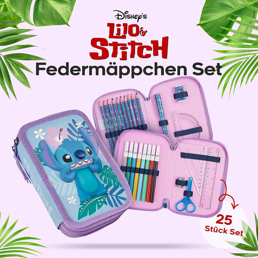 Disney Federmäppchen Mädchen Die Eiskönigin Stitch Federtasche Mädchen Gefüllt Schulmäppchen 2 3 Fäc