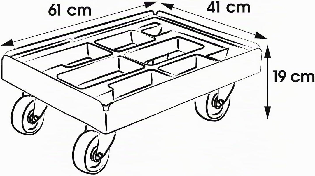 keeeper Transportroller für Transportboxen- und Körbe, Tragkraft bis 300 kg, 61 x 41 x 19 cm, Rolf,