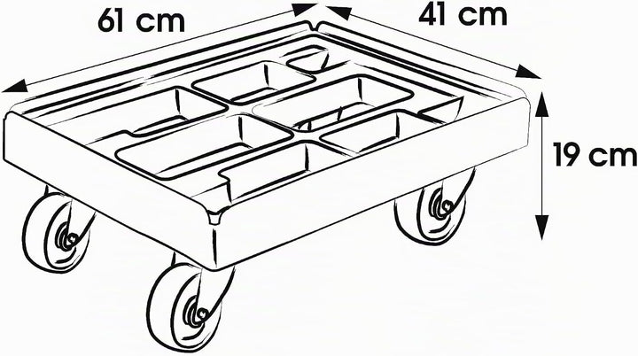 keeeper Transportroller für Transportboxen- und Körbe, Tragkraft bis 300 kg, 61 x 41 x 19 cm, Rolf,