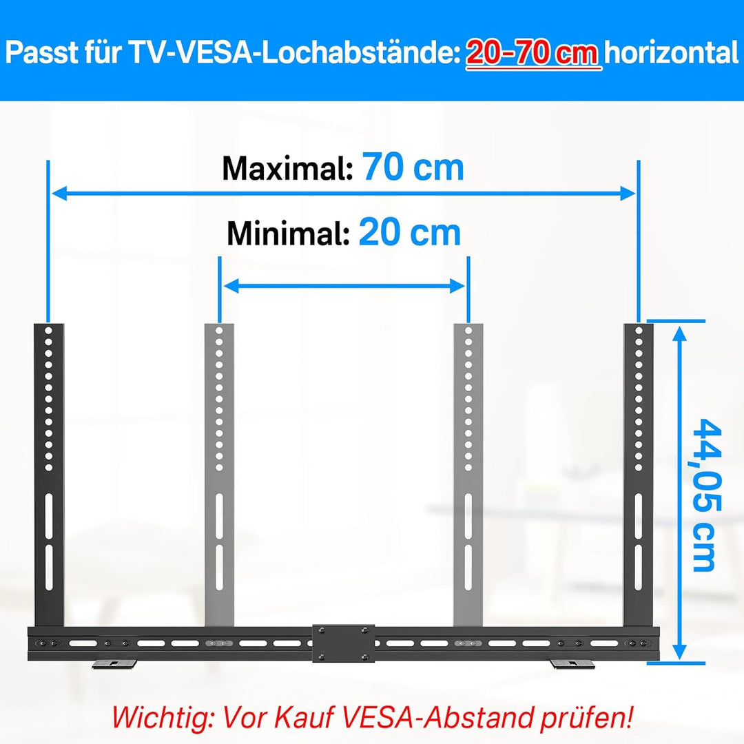 TV Soundbar Halterungen für Vizio/Samsung/Sony/LG Soundbar Halterung unter TVs (40“-80“ TV) | Höhenv