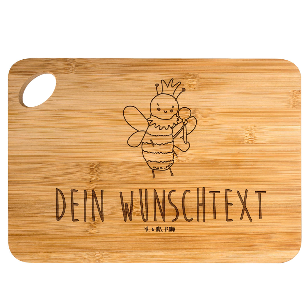 Mr. & Mrs. Panda Brotzeitbrett mit Gravur Biene König - Personalisierte Geschenke, graviert, Frühstü