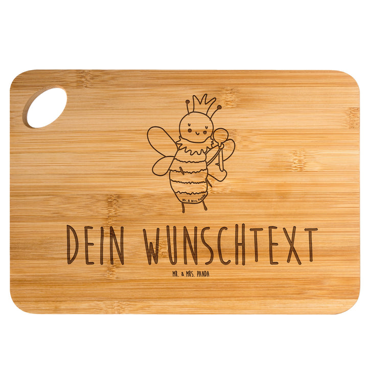 Mr. & Mrs. Panda Brotzeitbrett mit Gravur Biene König - Personalisierte Geschenke, graviert, Frühstü