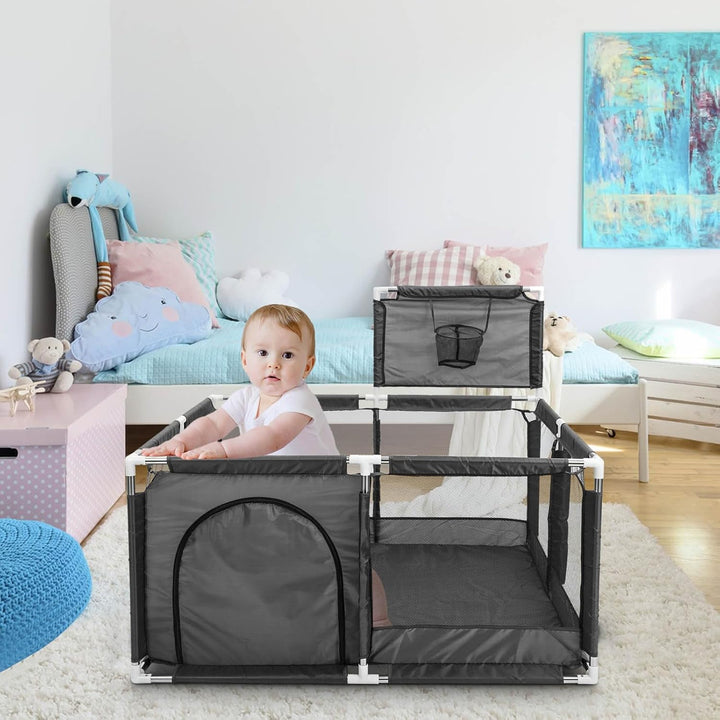 Laufgitter Baby Krabbelgitter Spiellaufstall Spielgitter Baby Laufstall mit Netzgewebe tragbar stabi