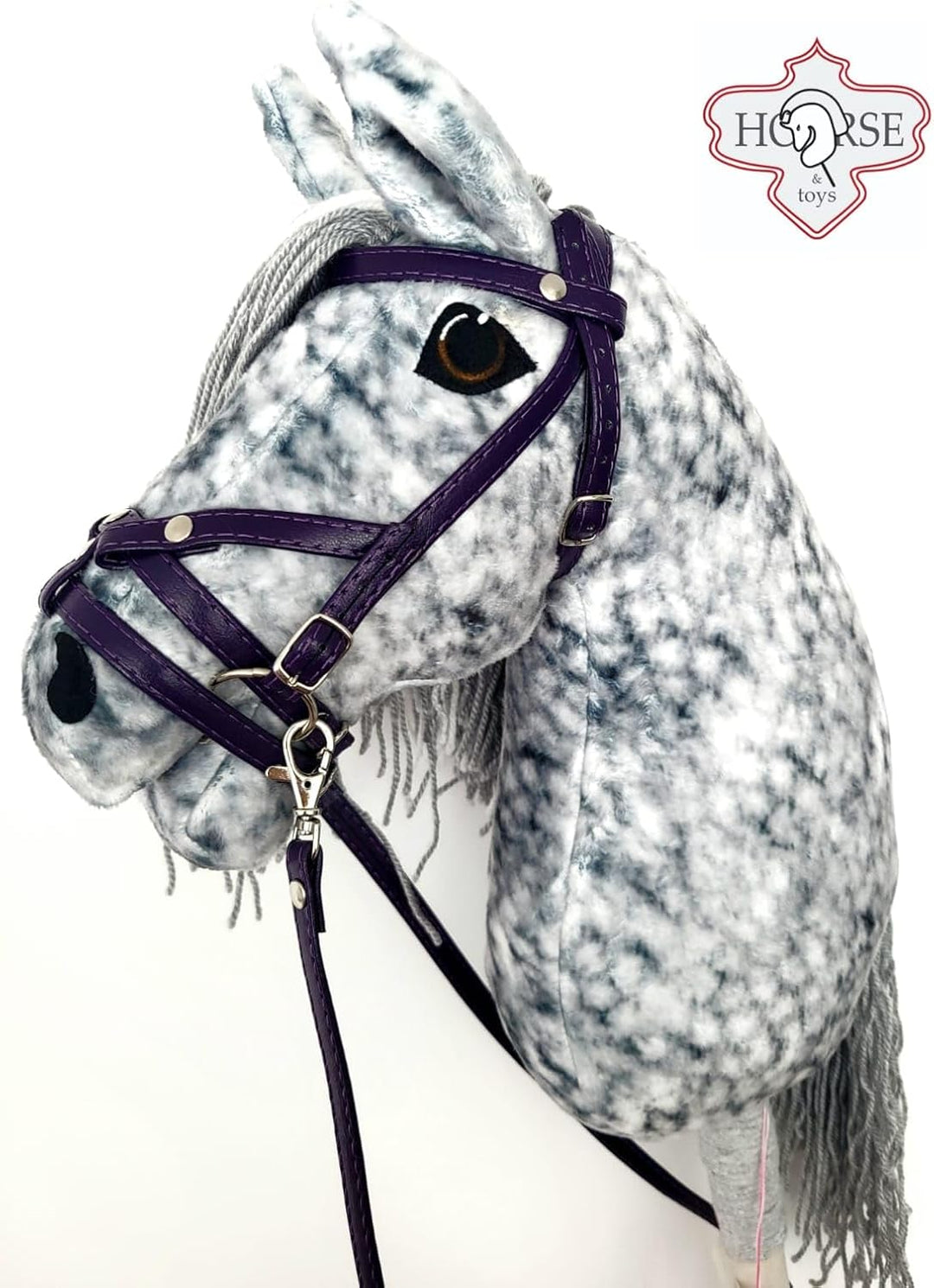 Hobby Horse Hobbypferd gross A3 (Pferd auf einem Stock) komplett mit Geschirr wie auf dem Foto (Silv