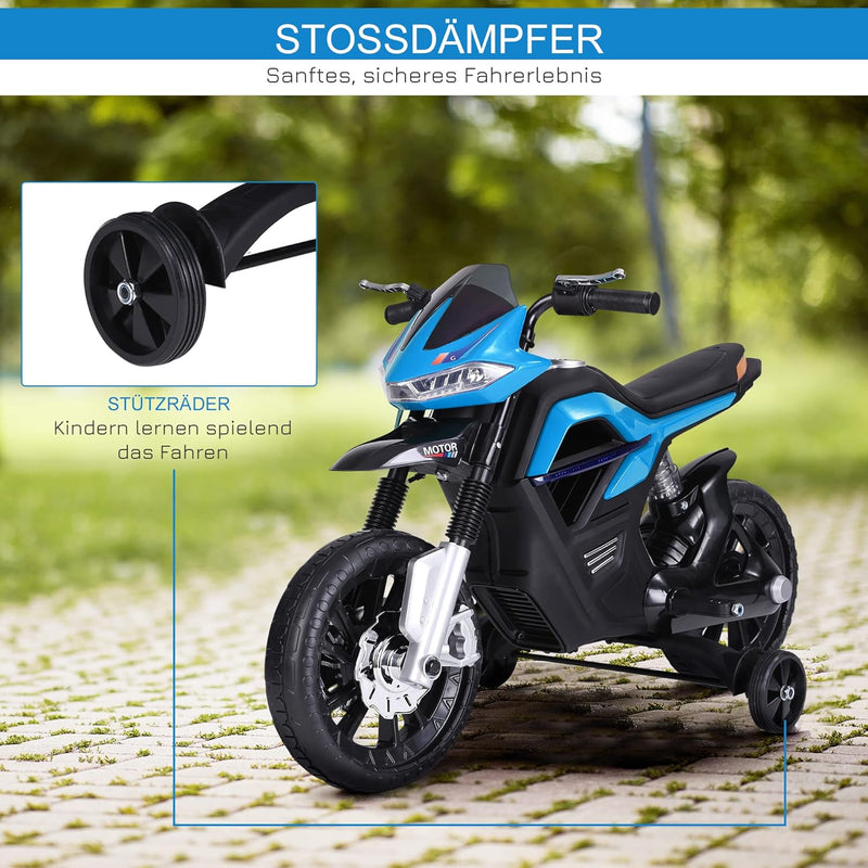 HOMCOM Kindermotorrad Kinder-Elektromotorrad Elektro-Motorrad für Kinder 3-6 Jahren Licht Musik MP3
