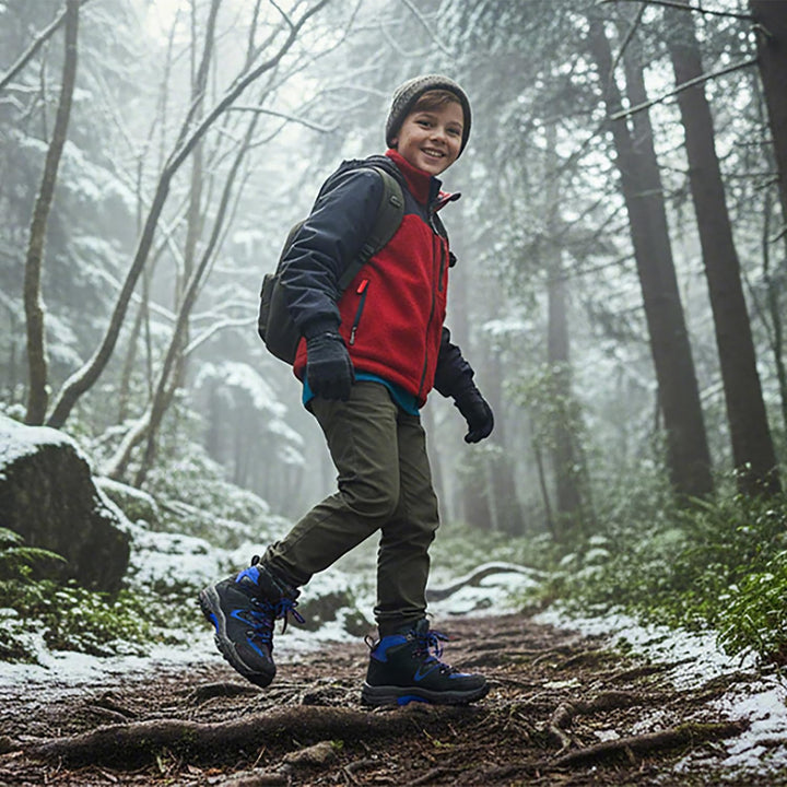 ASHION Jungen Winterschuhe Kinder Mid Schneestiefel Gefütterte Winterstiefel Wanderschuhe Trekking B