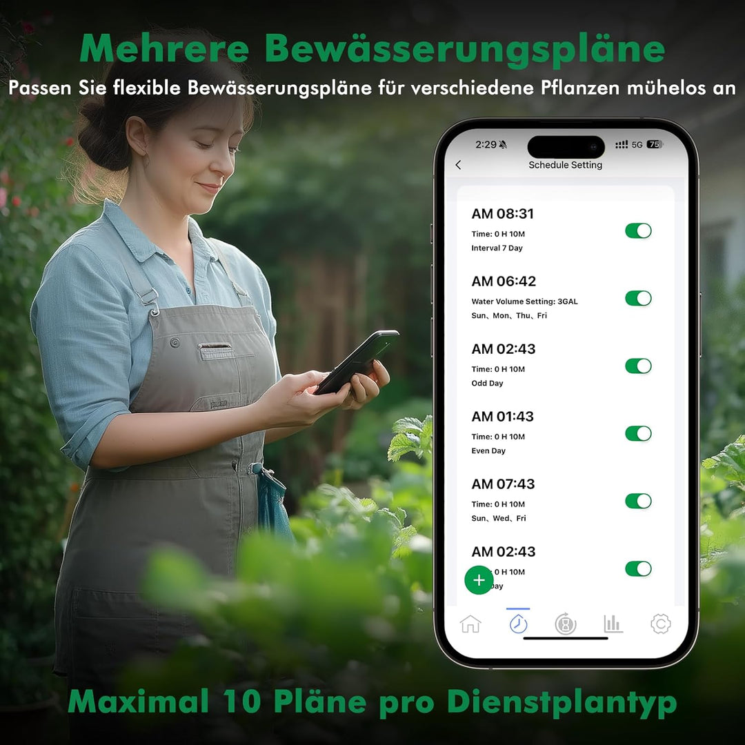 RESTMO 2 Zonen Bewässerungscomputer mit integriertem Bluetooth+Wi-Fi Chip und App-Steuerung, automat