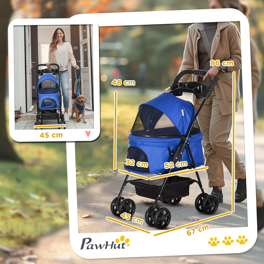 PawHut Hundewagen Hundebuggy mit Klappfunktion Pet Stroller für kleine Hunde und Katzen Haustierwage