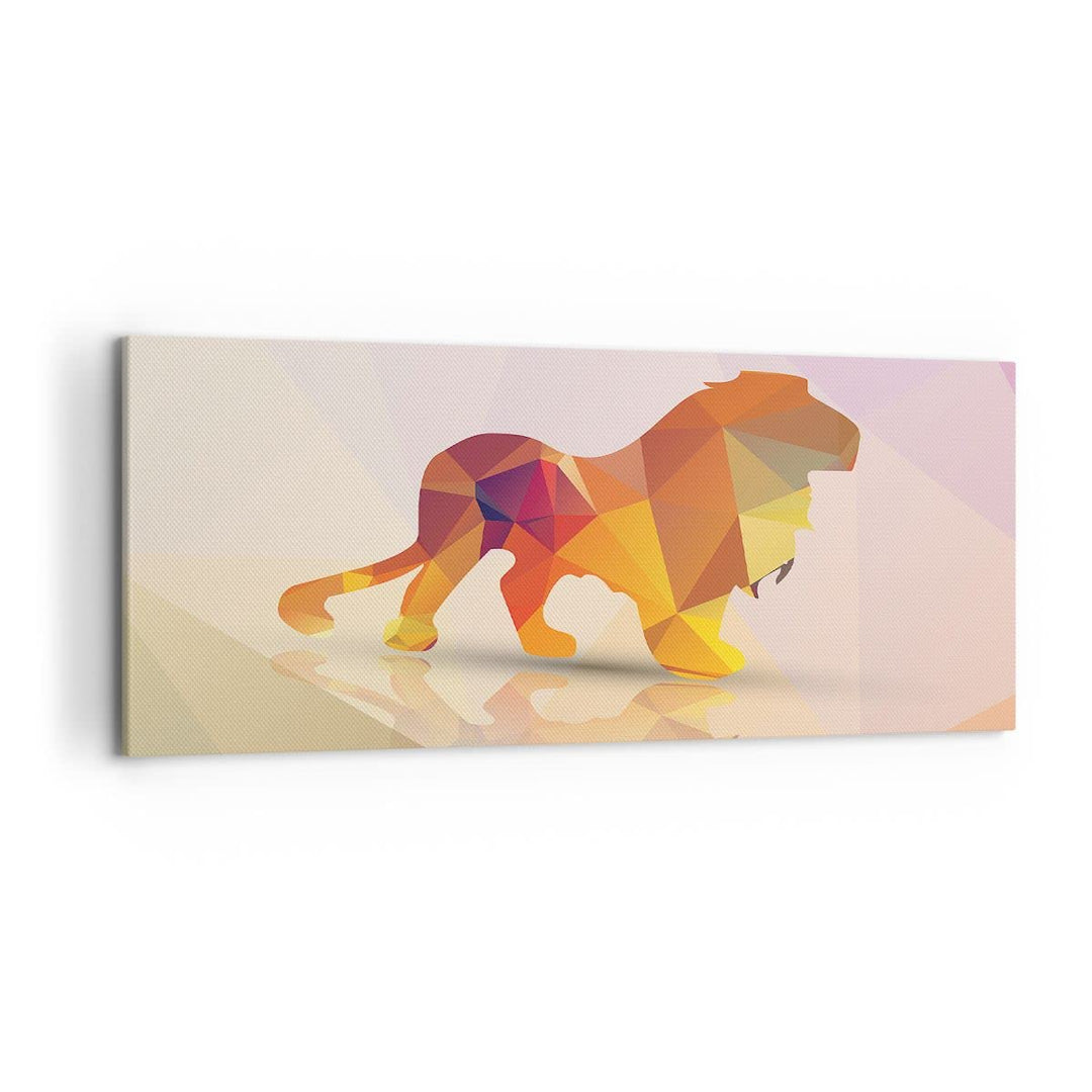 Wandbilder Dekoration Wohnzimmer Löwe Illustration modern Panorama Bilder auf Leinwand 120x50cm Lein