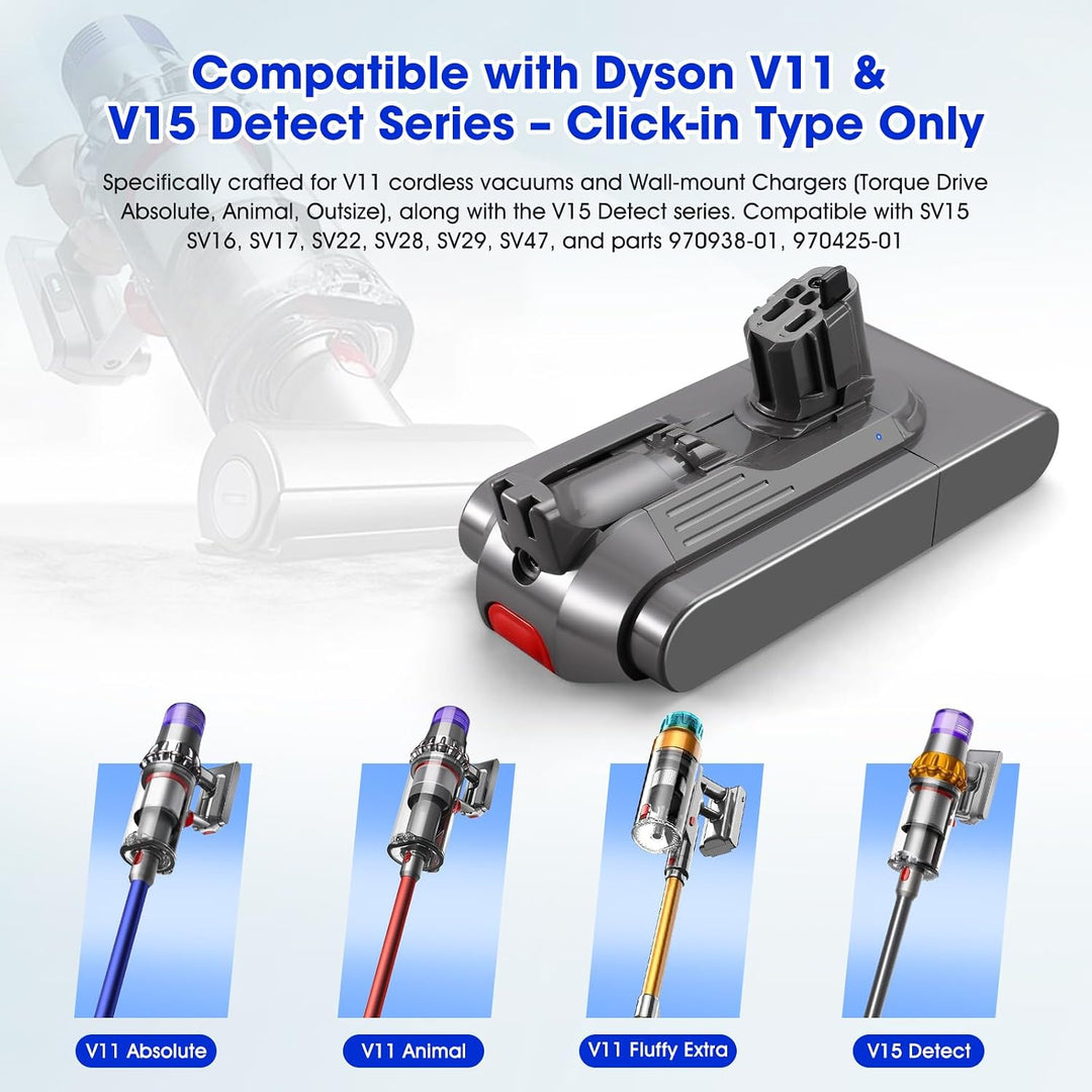 V11 Akku Ersatz – 25,2V 99,79WH Click-in Typ für Dyson V15, V11, SV15, SV16, 970425-01 (Nicht für Sc