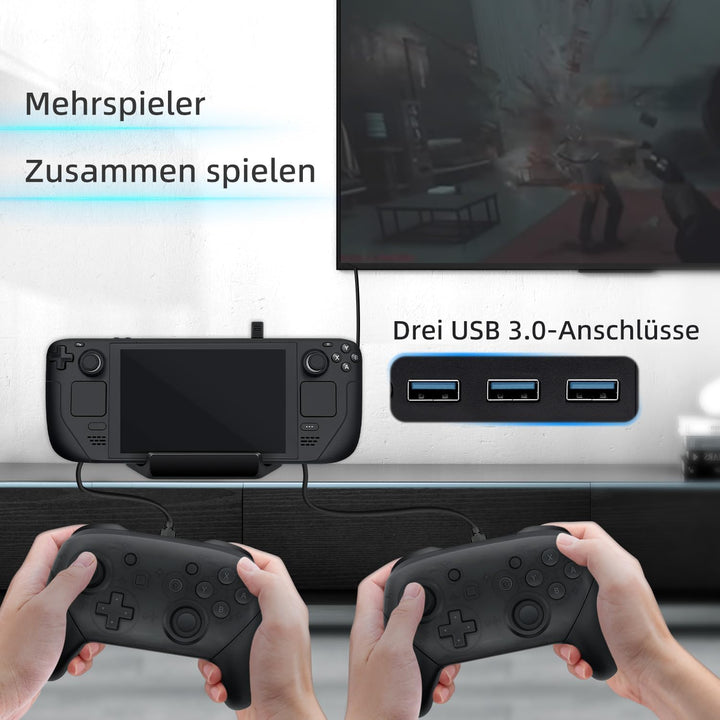 Mcbazel Steam Deck Dock, 6 in 1 Docking Station mit HDMI 2.0 4K@60Hz, Gigabit Ethernet, 3 USB 3.0, P