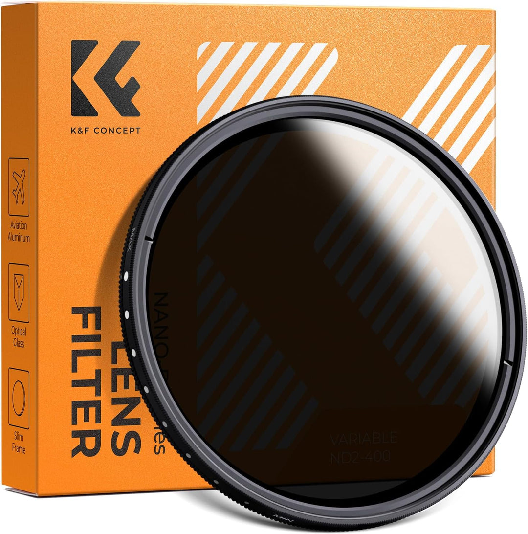 K&F Concept B-Serie 77mm ND Filter Variabler ND2-ND400 (1-9 Stop) Slim Neutral Graufilter, 77mm