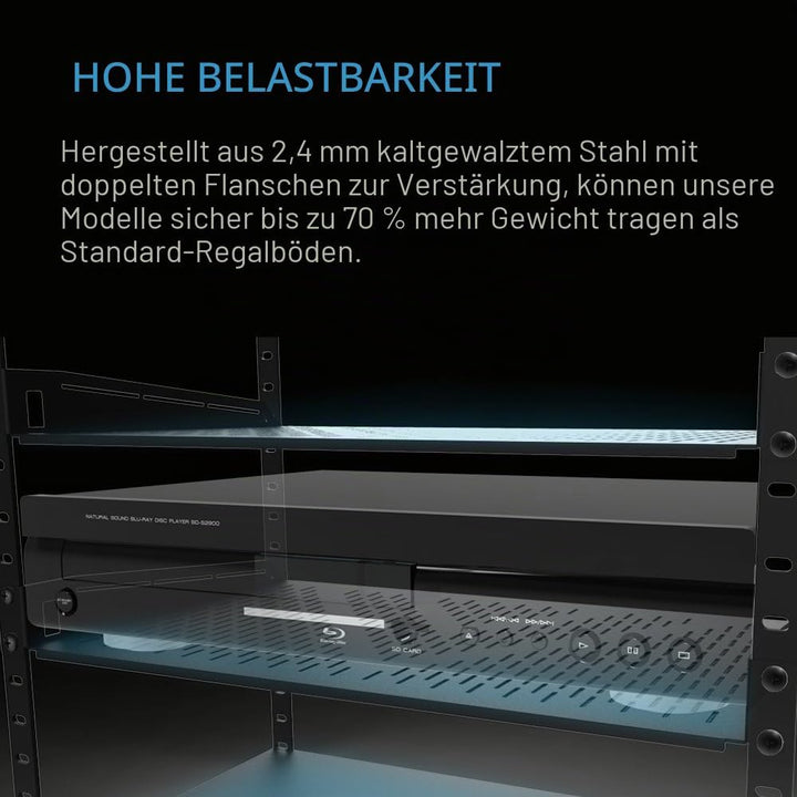 AC Infinity Universalregal mit Belüftungsöffnung, 1U, 35,6 cm tief, für 48,3 cm grosse Geräteregale,