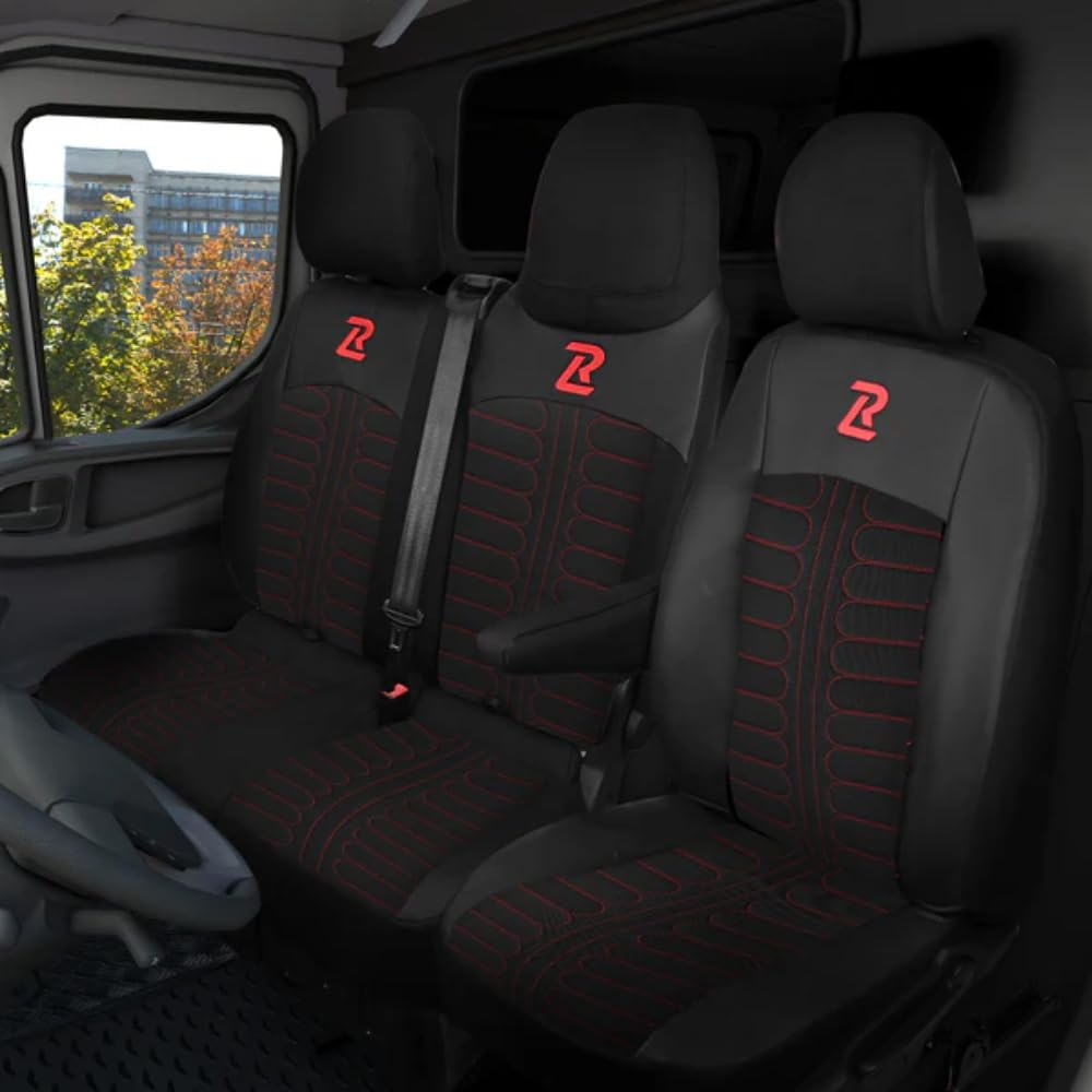 LUCARO Sitzbezüge Auto Renault Trafic 3 Opel Vivaro B FIAT Talento Nissan NV300 1+2 Sitzbank: mit Lu
