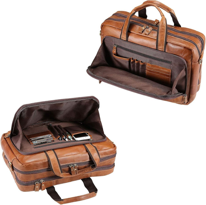 UBaymax Leder Aktentasche Laptoptasche Herren, Vintage Ledertasche Businesstasche für bis 17 Zoll La