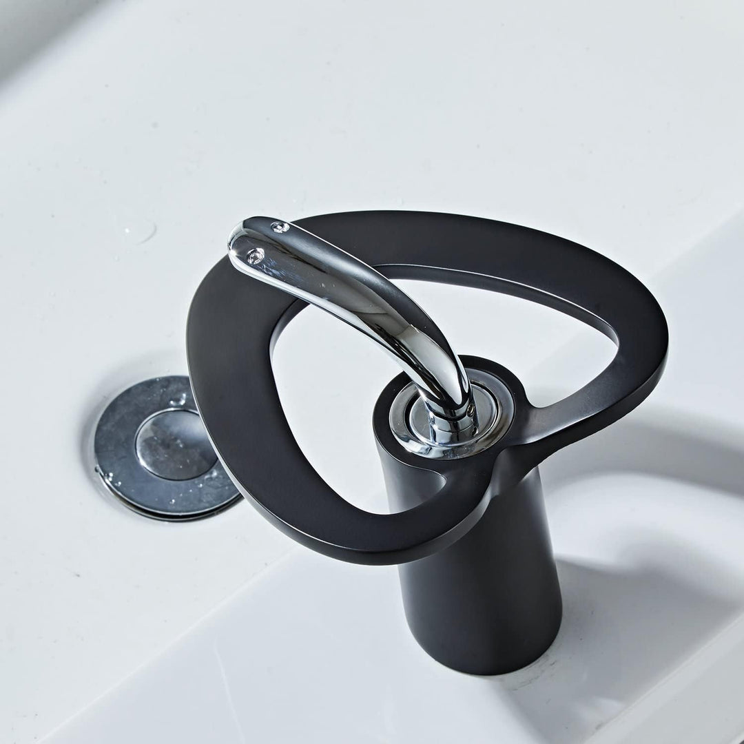 Wasserfall Waschtischarmaturen Badezimmer Mischbatterie Spültischarmatur Schwarz Einhebel Heiss und