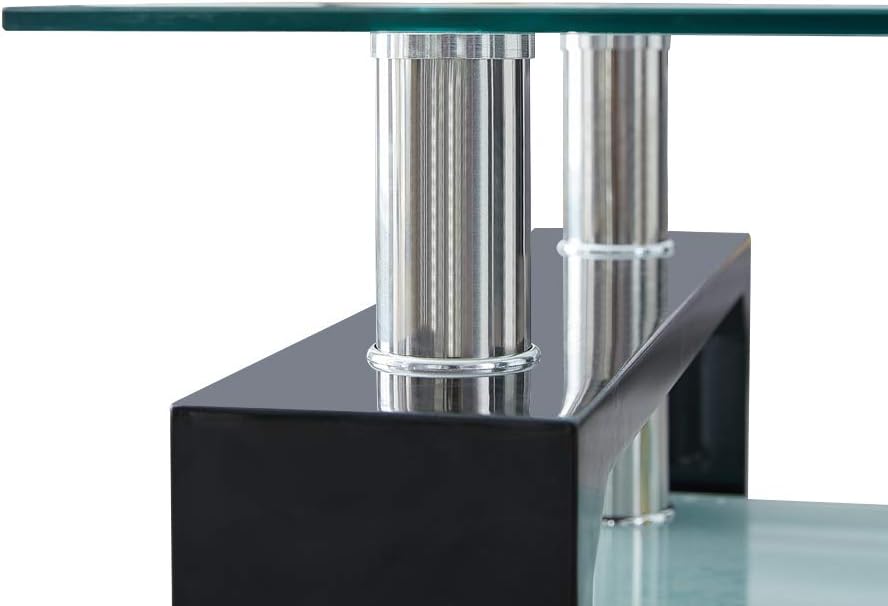 CLIPOP Couchtisch Rechteckig Beistelltisch aus Hartglas,Wohnzimmertisch Moderner Sofatisch mit Staur