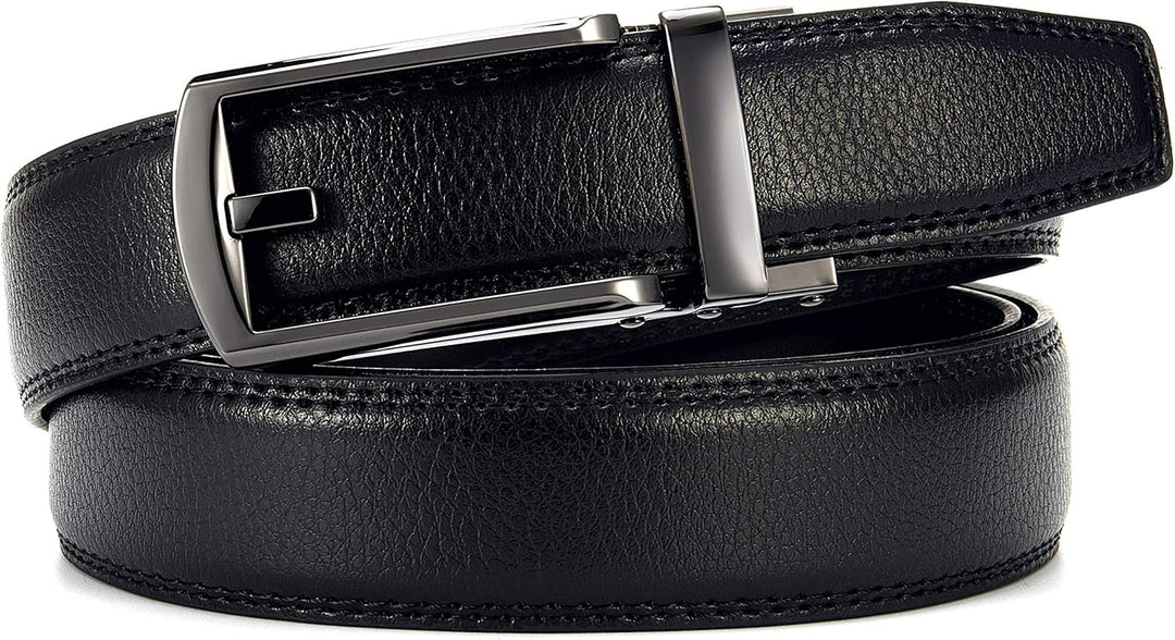 CHAOREN Herren Ledergürtel Gürtel Taille 110-120cm (Gesamtlänge 135cm) Schwarz, Taille 110-120cm (Ge