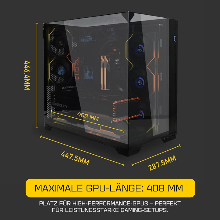 Lian Li O11 Vision Compact Gaming PC Gehäuse ATX Schwarz - Midi Tower PC Gehäuse mit Tempered Glass,