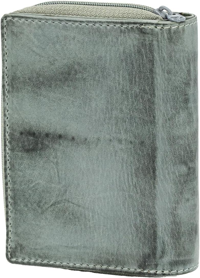 LINDENMANN Geldbeutel Damen/Damen Portemonnaie, Vollrindleder genarbt, quer, grau