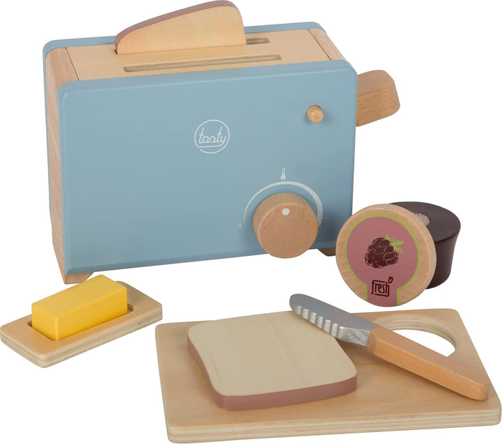 small foot Toaster-Set "tasty" aus Holz, Rollenspielzeug für Kinder, Zubehör für Spielküchen, ab 3 J