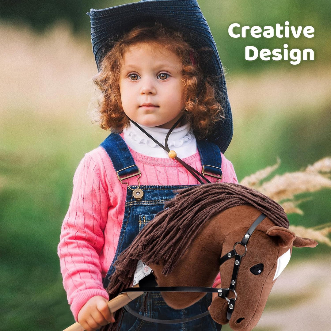 BEJOY Steckenpferd Spielzeug Pferd, Hobby Horse Holzpferd Plüschpferd zum Reiten für Kinder mit Half