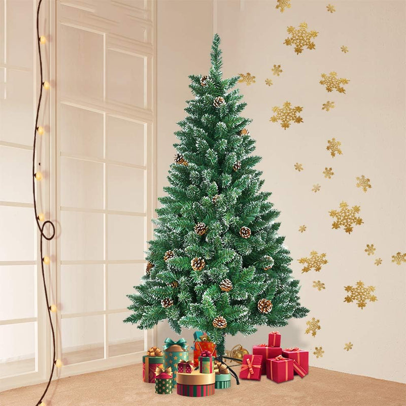 LARS360 180cm Künstlicher Weihnachtsbaum, Christbaum Tannenbaum Grüne PVC mit Schnee-Effekt, Christb