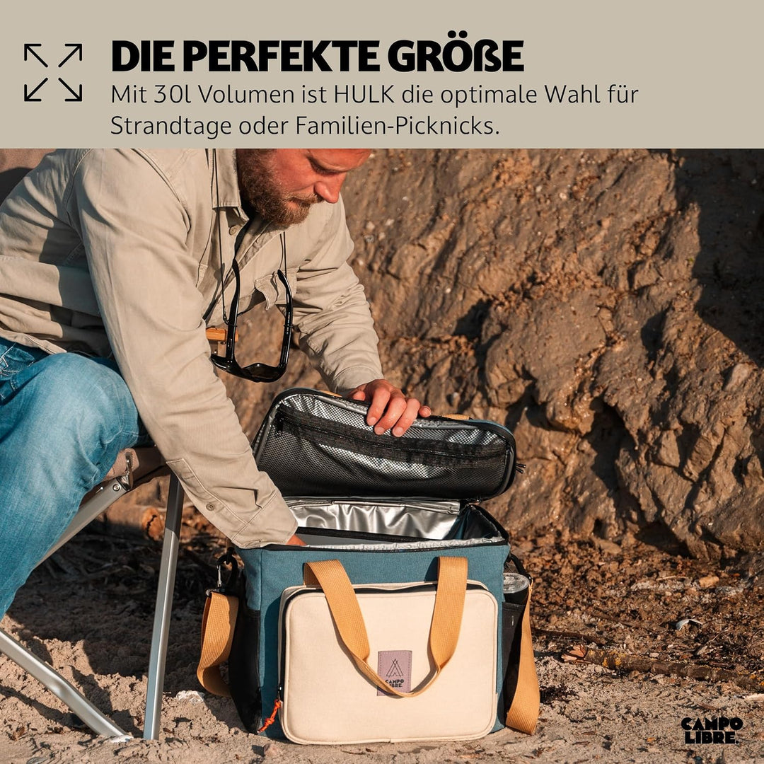 Campo Libre.® Hulk I Premium Camping Kühltasche 30l &amp; 20l I Kühltasche klein mit Wasserdichten Reiss