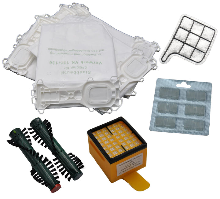 12 Staubsaugerbeutel Premiumvlies + Hygienefilter + Motorschutzfilter + 2 x Duft + Bürsten EB 360 ge