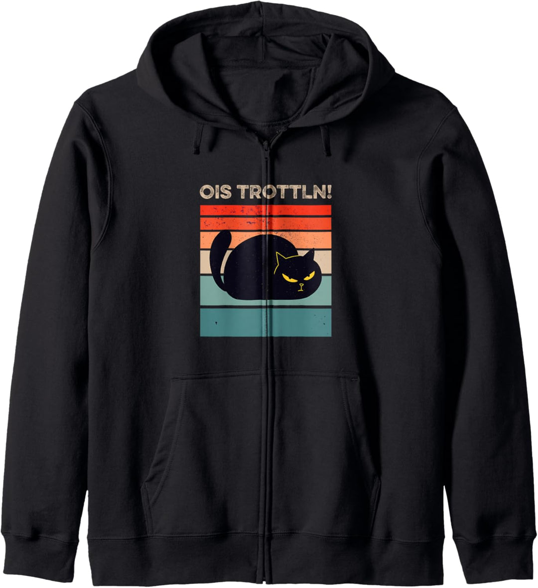 Ois Trottln Katzen Design mit lustiger scharzen Katze Kapuzenjacke