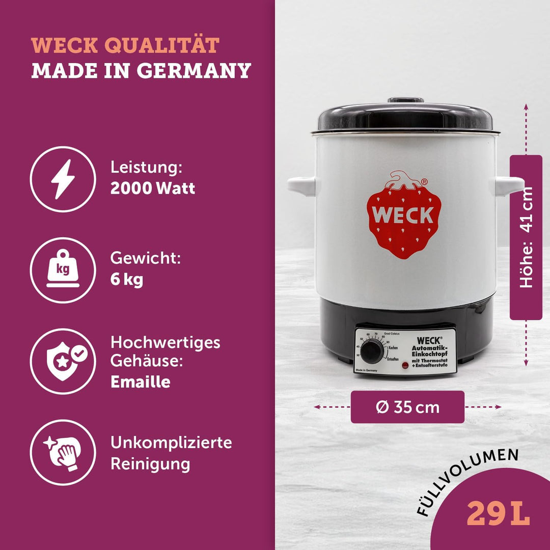WECK Einkochautomat WAT 14 (Einkochtopf emailliert, mit Thermostat, ohne Uhr, 29 Liter), WAT 14