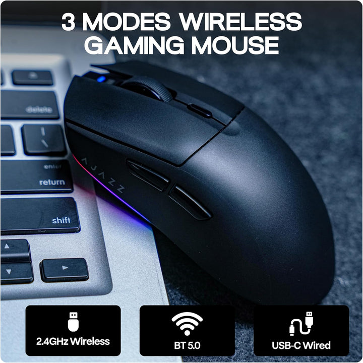 MechLands AJ139 V2 MC Gaming-Maus mit Ladestation, einstellbare 12000 DPI, PAW3311-Sensor, 3 Modi, k