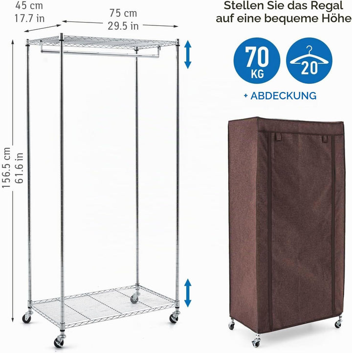 art moon Buffalo Schwerlast Faltschrank Kleiderschrank, Stabil Kleiderschrank auf Rollen mit 2 Ablag