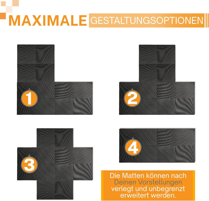 bonsport 12-60 Stück Bodenschutzmatte Fitness 40x40 cm - Sportmatte Puzzle Unterlage Hantelbank Gerä