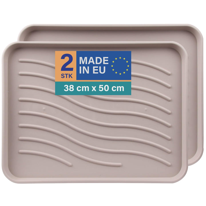 Bestlivings Schuhabtropfschale (2er Pack - Beige) Schuhablage (50x38x2,5cm) wasserdichte Schuhwanne
