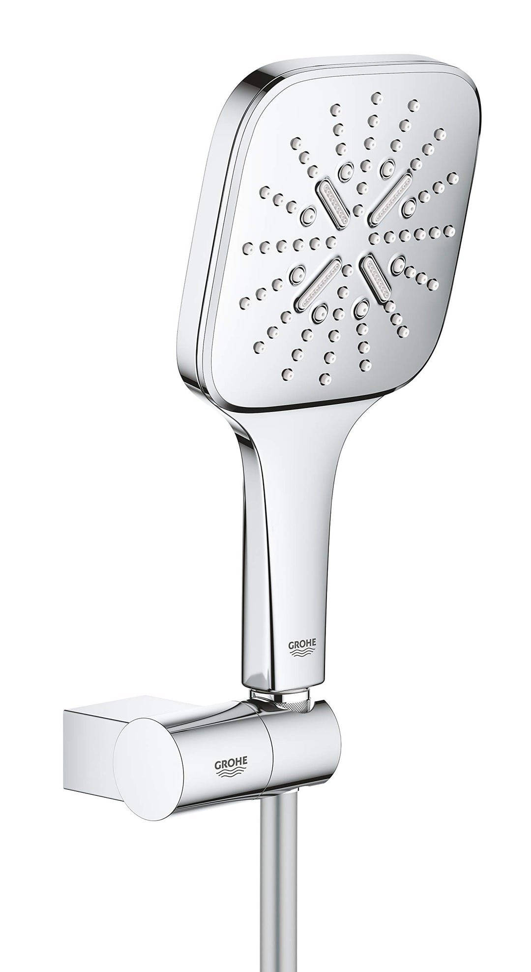 GROHE Rainshower 130 SmartActive Cube | Wandhalterset 3 Strahlarten | Chrom | 26588000 Handbrausehal
