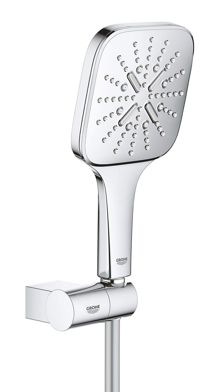 GROHE Rainshower 130 SmartActive Cube | Wandhalterset 3 Strahlarten | Chrom | 26588000 Handbrausehal
