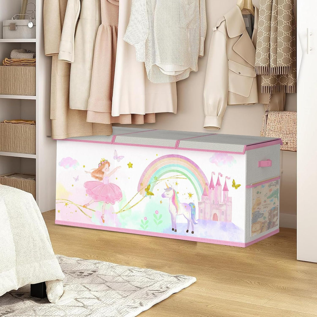 Extra Gross Aufbewahrungsbox Spielzeugkiste mit Deckel Kinder - Faltbar Spielzeug Aufbewahrung mit G