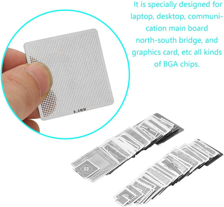 Digitales Profilmesser, BGA Reballing Schablonen, 130 Stück BGA Universal Reballing Rework Net Schab