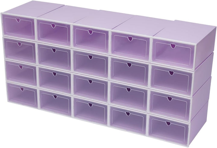 Schuhboxen Stapelbar,Klappbar Transparent,20er Set | Klappbares Design Mit Klarsichtklappe,Platzspar