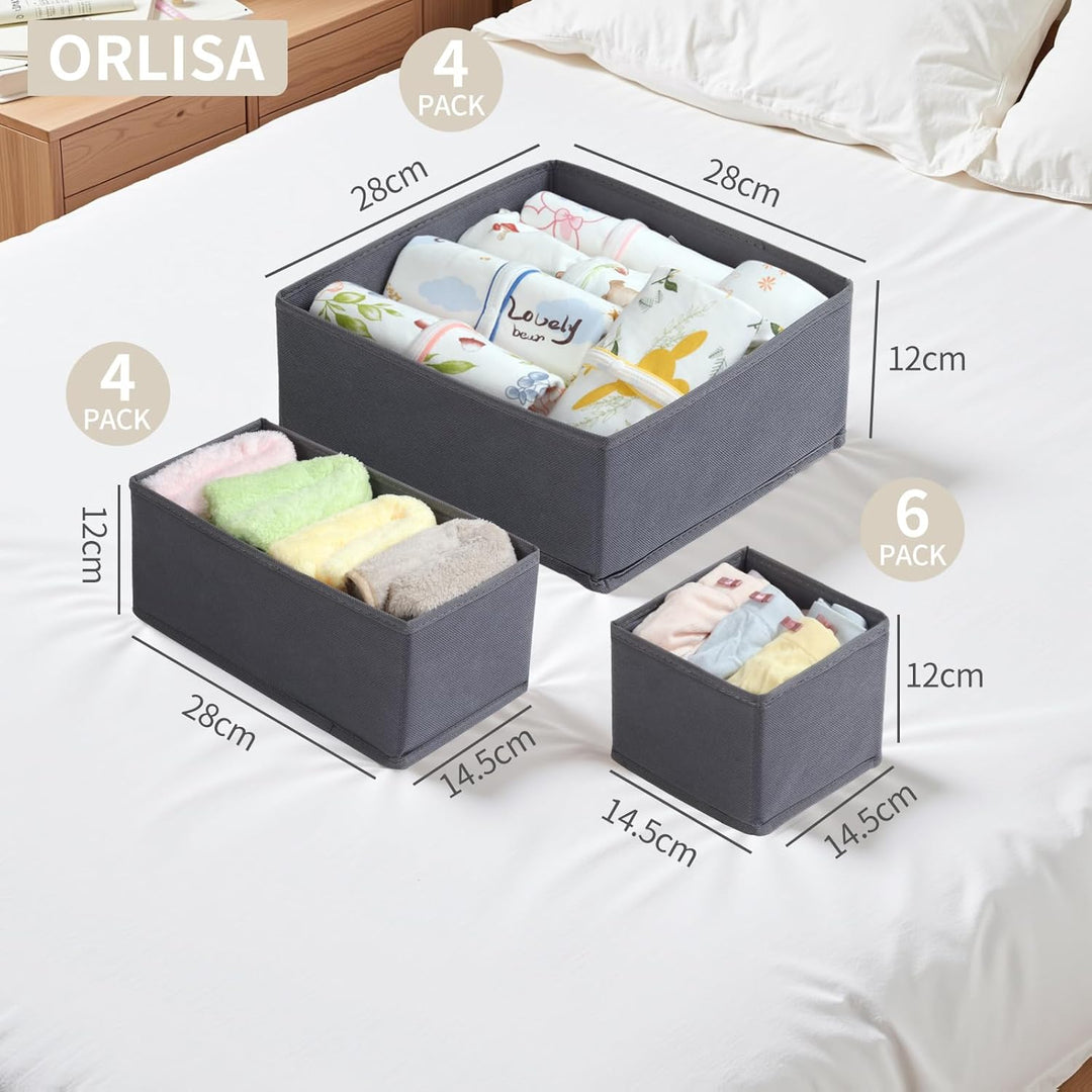 ORLISA 14er Set Schubladen Organizer kompatibel mit MALM andere Kommoden, Faltbare Aufbewahrungsboxe