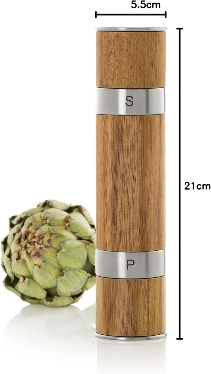AdHoc MP90 manuelle Doppelmühle aus Holz DUOMILL | Premium Salzmühle und Pfeffermühle | langlebiges