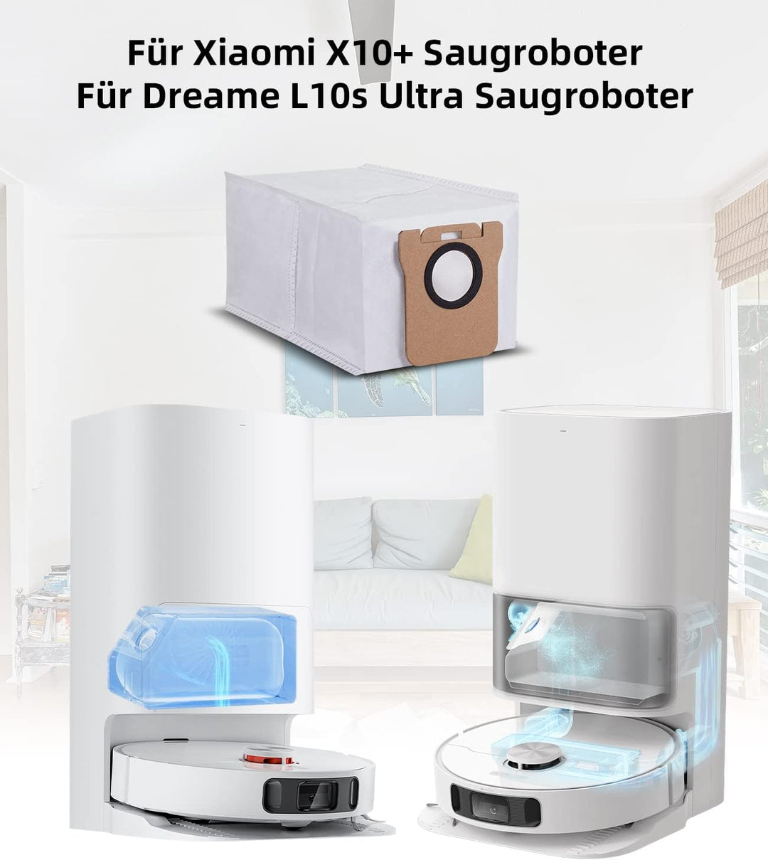 8 Stück Staubbeutel für Xiaomi X10+ / X20+ & Dreame L10s Ultra / L20 Ultra / L10 Ultra Saugroboter B