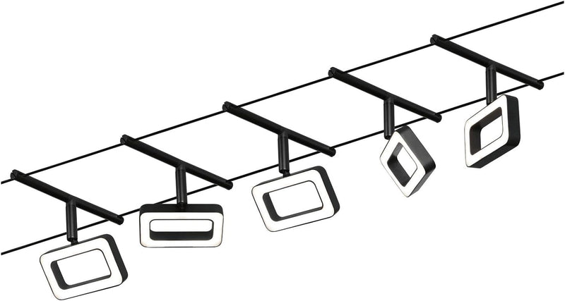 Paulmann 94485 LED Seilsytem Frame Basisset 5x400lm incl. 5x4,8 W Warmweiss Schwarz matt, Chrom Kuns