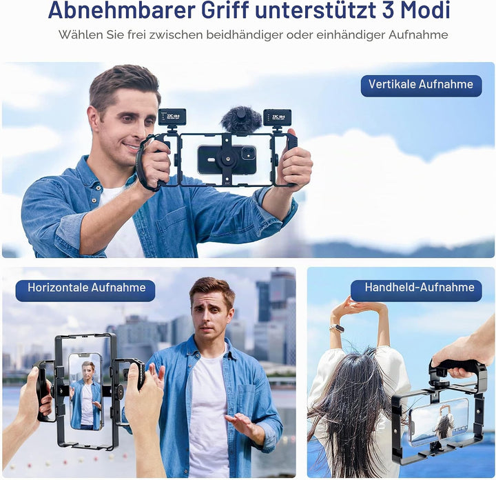 JJC Universelles Magnetic Handy Video Rig Fernbedienungs Set für iPhone 15 14 13 12 11 Pro Max Huawe