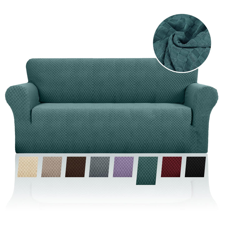 FIGOOO Stretch Sofabezug 3 Sitzer Sofa überzug Schachbrettmuster Jacquard Elastisch Waschbar Sofahus